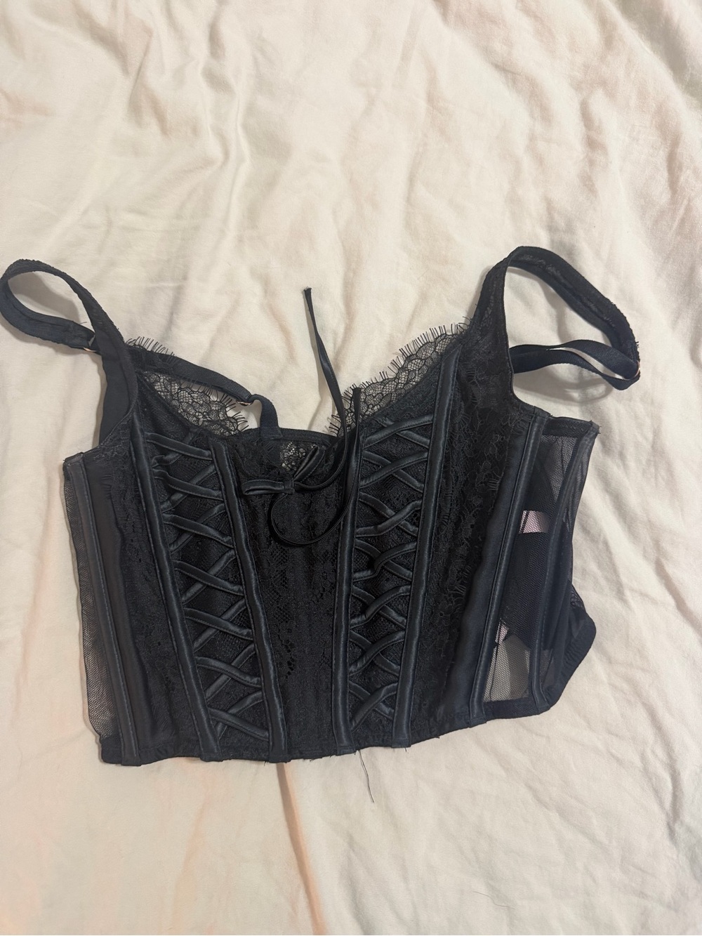 Victoria's Secret Black Lace Corset Crop Top